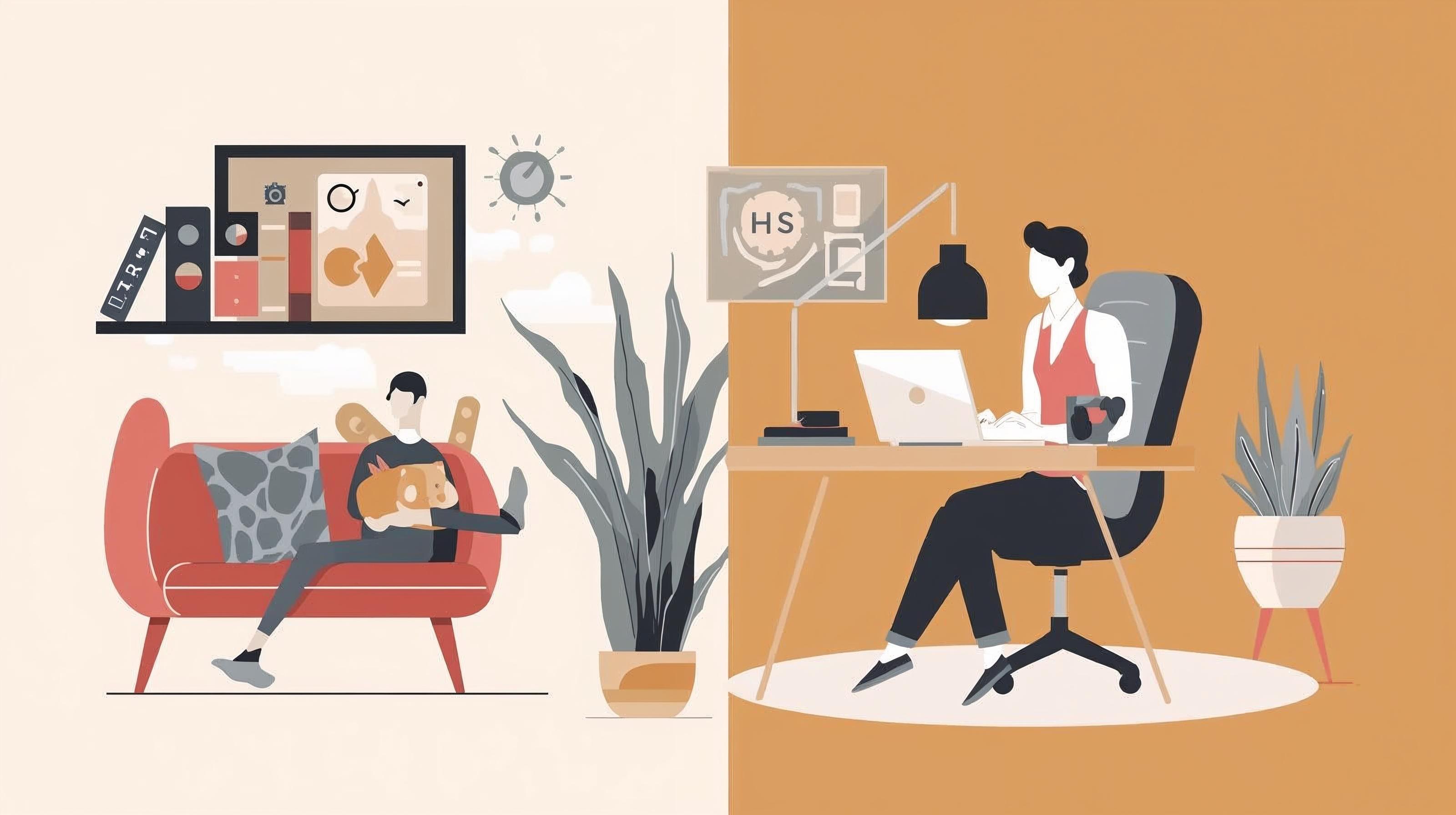 Hybrid working vector in my corporate colours